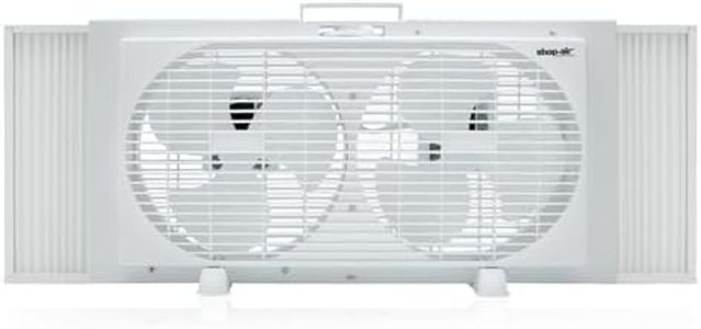 Shop-Air 9" Twin Window Fan with Manually Reversible Airflow – 2-Speed Settings, High Airflow 300 CFM, Quiet Cooling, Adjustable Accordion Expanders, Ideal for Home & Office