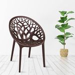 Nilkamal Crystal PP Plastic Chair (Weather Brown, Set of 2)