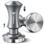51mm Espresso Tamper Silver, YMWVH Premium Barista Espresso Coffee Tamper with Dual Spring Loaded 100% Stainless Steel Ripple Base, Constant 30lb, Compatible with Delonghi Espresso Coffee Machine