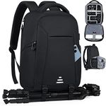 Camera Backpack, Professional Camera Bag for DSLR SLR Waterproof 15.6 Inch Laptop Backpack with Rain Cover & Tripod Holder Anti Theft Camera Case Large Photography Backpack for Men Women, Black