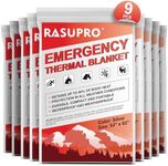 Rasupro 9 Pack Emergency Blankets, Outdoor Survival Emergency Insulated Gear, Mylar Thermal Space Insulated Blanket, Perfect for Camping, Hiking, Running, Marathon, Wilderness Rescue or First Aid