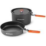 Odoland Camping Cookware Kit - Non-Stick Lightweight Camping Pot and Fry Pan Set with Mesh Bag for Backpacking, Outdoor Cooking, Picnic 4L