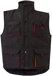 VELILLA 205902, Chaleco acolchado bicolor multibolsillos, color Negro y Rojo, Talla L