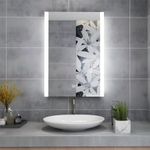 MIQU 500 x 700 mm Illuminated Bathroom Mirror, Wall Mounted Large Bath Mirror with LED Light Touch Sensor and Demister Anti-Fog Pad,3 Color Changed(3000K-6500K) Horizontal/Vertical