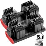 HAKENO 15 in 1 Adjustable Dumbbell 2x24kg PAIR of Weight with Fast Automatic Adjustable and Weight Plate for Body Workout Home Gym（2pcs set）