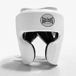 Geezers Boxing Elite Pro 2.0 Sparring Cheek head-guard, Ultra-durable Leather Material, layered padding protection Headguard for Boxing, MMA & Martial Arts, Men and women’s (Medium, White)