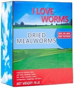 I LOVE WORMS Dried Mealworms (5lb), 100% Natural Non-GMO, High-Protein Mealworms for Chickens, Birds, Ducks, Reptile, Tortoise, Amphibian, Lizard