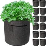 Anwenk 12Pack 1 Gallon Grow Bags with Handles Garden Vegetable Flower Grow Bags Nonwoven Aeration Fabric Pots Container for Nursery Garden and Planting Grow (1 Gallon, Black)