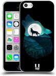 Head Case Designs Wolf Animal Double Exposure Soft Gel Case and Matching Wallpaper Compatible with Apple iPhone 5c