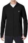Roadbox Men's UPF 50+ Sun Protection Hoodie Jacket Lightweight Zip Fishing Hiking UV Shirts with Pockets and Thumbholes Black