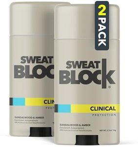 SweatBlock Clinical Strength Deodorant and Antiperspirant for Men and Women Sandalwood & Amber Scent 2 Pack 48 Hour Protection Against Odor & Excessive Sweat Ideal for Active Lifestyles and Daily Use
