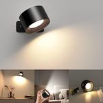 Mexllex Rechargeable Wall Light Indoor, 3 Brightness Levels 3 Color Modes Bedside Lamp, 360° Rotatable Touch Control Wall Lamps, Wall Lamp for Bedroom Living Room Hallway Wireless Wall Lights