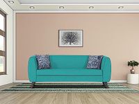 Adorn India Mason 3 Seater Sofa (Aqua Blue)