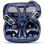 Wireless Earbuds Bluetooth 5.3 Headphones, 50Hrs Playtime Ear Buds with 4 ENC Mic, New Sport Bluetooth Earbuds Dual LED Power Display Earphones with EarHooks for Running Workout, IPX7 Waterproof, Blue