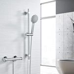 Thermostatic Shower Mixer Bar with Shower Riser Kit, NewEast Chrome Shower Mixer Set, Wall Mounted Mixer Shower Valve