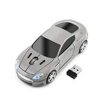 ECOiNVA Wireless Sports Car Mouse Laptop Desktop Mouse Computer Optical Mice 2.4GHz USB Mouse (Gray)