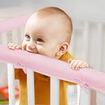 Eastern Corridor-EU 3-Piece Baby Crib Rail Cover Protector Set from Chewing,Safe Teething Guard Wrap for Standard Cribs, Fits Side and Front Rails Pink