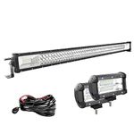 Willpower 42 inch 540W LED Light Bar Spot Flood Combo + 5 inch 72W LED Work Light + Wire Harness 12V 24V Driving Off Road Lights Fog Lamps for 4X4 Offroad Truck Car ATV SUV Vehicle Boat Lighting