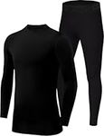 PowerLayer Skins for Boys Kids Base Layer Thermal Long Sleeve Top & Tights Football Compression Set - Black Top + Black Stealth Tights, 12-14 Years