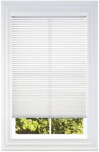 BlindsAvenue Cellular Honeycomb Cordless Shade, 9/16" Single Cell, Light Filtering, (White, 22" W x 48" H)