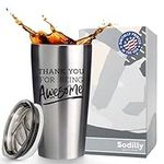 Sodilly Awesome 16 oz Polished Tumbler - Encouragement Gift - Employee Appreciation - Stainless Steel Insulated Tumbler - Appreciation Cups - Thank You Tumbler - for Men Women Coworker Friends Teacher