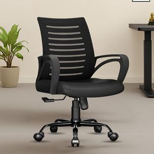 beAAtho® Verona Mesh Mid-Back Ergonomic Desk Office Chair with Tilting Mechanism, Comfortable Seat, and Revolving Heavy Duty Metal Base | Ideal for Work from Home & Study (Black)