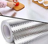 Elton Kitchen Aluminium countertop peel and stick Decorative contact paper Oil-Proof Waterproof , Self Adhesive Kitchen Wallpaper Heat Resistant Stainless Steel Wall Sticker for Walls Drawers, Cabinets, Almirah, Tabletop, Plastic Table, Wooden Table, Wardrobe, Fridge, Renovation Shelves Silver mosaic (30x600cm)