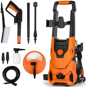 Electric Pressure Washer 1800w Max.135Bar Power Washer with 10m Hose & 5m Power Cord,Jet washer with Adjustable Nozzle Accessory, Foam Cannon, Power Washer Electric for Patios/Car/Garden/Fences Yard