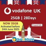 Vodafone UK Sim Card | 25GB, Now 35