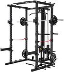 ALTAS STRENGTH Home Gym Smith Machine with Pulley System Gym Squat Rack Pull Up Bar Upper Body Strength Training Leg Developer Commercial Fitness Equipment Included Accessories 3028