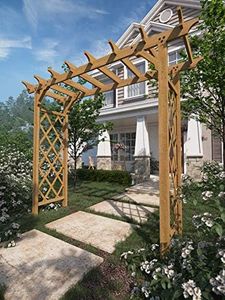 Vita Heartwood Grande Cedar Arbor, Golden Brown, FSC, Wood, 85 inch L x 26 inch W x 89 inch H, Opening Width 78 inches, Garden Décor Shade Arch, VA68898