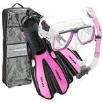 Head by Mares Tarpon Travel Friendly Premium Mask Fin Snorkel Set, Pink, Medium, (7-10)