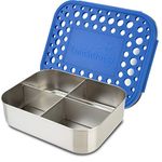 LunchBots Quad Stainless Steel Snack Container, 4 Sections (Blue)