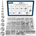 Vifmy 2 in 1 SAE & Metric Hex Nut Assortment Kit(510pcs),2#56 4#40 6#32 8#32 10#24 10#32 12#24 1/4-20 5/16-18 3/8-16 7/16-14 1/2-13 M2 M2.5 M3 M4 M5 M6 M8 M10 M12 304 Stainless Steel Nuts Set