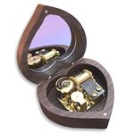 BinkeGG Wooden Walnut Heart Shaped Wind up Music Box with Sankyo Musical Mechanism Tune: What a Wonderful World