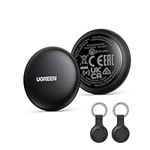 UGREEN FineTrack Mini 2 Pcak Compatible with Apple Find My (iOS only), Tracker Tag with 18-Month Replaceable Battery, 80dB Volume, Bluetooth Finder for Keys, Wallet, Luggage (Includes 2 Tag Holders)