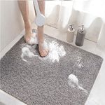 HITSLAM Shower mat Non Slip, 60 x 60 CM Non Slip Bath Mat with Drain, Soft PVC Loofah Shower Bath Mat for Tub, Quick Drying Shower Mat for Bathroom, Grey