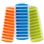 Lily's Home Ice Cube Trays with Easy Push Pop Out Narrow Ice Stick Cubes for Sport and Water Bottles. Pack of 3