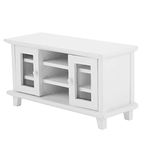 Dollhouse Wooden TV Cabinet Set, 1:12 Miniature Dolls House Furniture Dolls House Accessories Tiny Bookcase Realistic Model for Bedroom And Kitchen Kids Educational Pretend Play Toys Gift (White)