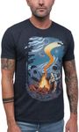 INTO THE AM Cosmic Camp Graphic Tee for Men - Short Sleeve Design T-Shirts (Navy, Large)