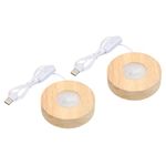 PATIKIL 3.2 Inch Wooden LED Light Base, 2pcs Wood Light Display Base Stand Lighting with Switch for 3D Crystal Glass Aroma Stone Art, White Light