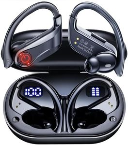 Wireless Earbuds Bluetooth 5.3 HiFi Stereo Headphones ENC Noise Cancelling Mic Sports Ear Buds, 120Hrs Playtime Dual LED Display Wireless Headphones IPX7 Waterproof with Earhooks for Running/Workout