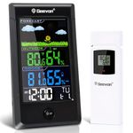 Geevon Weather Stations Wireless Indoor Outdoor Thermometer, Color Display Digital Weather Thermometer with Backlight, Forecast Station with Calendar and Alarm Clock