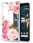 GREATRULY Floral Clear Case for Pixel 2 XL for Women/Girls,Pretty Phone Case for Google Pixel 2 XL (2017),Flower Design Transparent Slim Soft TPU Shock Absorption Bumper Cushion Silicone Cover Shell,FL-K