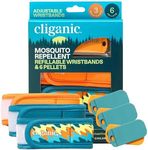 Cliganic Mosquito Repellent Pack (3 Wristbands + 6 Refill Pellets) - Adjustable, Natural DEET-Free, Essential Oil Infused