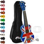 TIGER UKE10-UK Soprano Ukulele with Bag, Felt Pick and Spare Strings - Union Jack