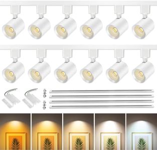 2-Set 5CCT 6-Light LED Track Lighting Kit with 6.6FT H Type Track Lighting Rail, Dimmable Track Lights Ceiling Spot Light 2700K-5000K, CRI90+, 36° Beam 10W 800lm, White