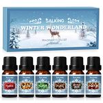 SALKING Winter Essential Oils Set, Aromatherapy Diffuser Oil Fragrance Oils Gift Set for Soap & Candle Making Scents - Cinnamon, Christmas Wreath, Sugar Cookie, Cranberry, Peppermint, Gingerbread