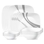 Corelle Urban Arc 16pc, Service for 4, Dinnerware Set, 8 Plates Bowls, Chip & Break Resistant, Dinner and Corelleware White