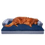 Furhaven Pet Dog Bed | Orthopedic Plush & Dãcor Comfy Couch Sofa-Style Pet Bed for Dogs & Cats, Diamond Blue, Jumbo